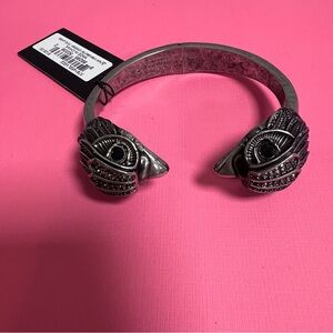 Kurt Geiger Eagle Head Hinge Bangle Bracelet Black/Silver NWT